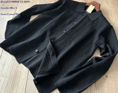 新品 COMME CA MEN コムサメン 透かし編み ポロカーディガン 05ブラック Lサイズ 39KO06 定価22,000円のサムネイル