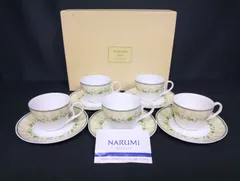 V038 NARUMI ナルミ ティーカップ＆ソーサー 5客セット 花柄 椀皿 箱付き 状態A Narumi China Tea Cup Saucer Set of 5 Floral Boxed