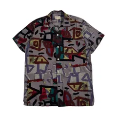80s MEN'S BIGI メンズビギ アートデザイン半袖 開襟 オープンカラー 柄シャツ サイズ S/マルチカラー系 メンズ DCブランド ビンテージのサムネイル