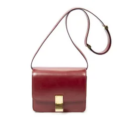 [中古] CELINE セリーヌSmall Classic Box赤カーフスキンレザーAのサムネイル