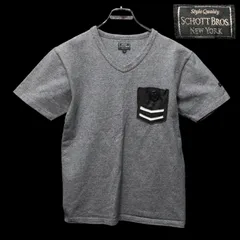 Schott 鹿革ポケット付き 半袖Tシャツ Vネック 杢グレー ゴマ塩 霜降り S/S Tee ショット コットンコバート カットソー レザーポケット 上野商会 TSIのサムネイル