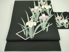 十日町友禅 秀美】 絽 塩瀬 桔梗 トンボ のうちわ柄 - メルカリ