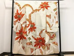 平和屋着物■豪華振袖　駒刺繍　草花文　金彩　正絹　逸品　CABH3346uaのサムネイル