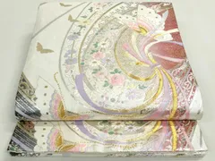 平和屋着物◎佐賀錦　六通柄袋帯　唐織　束ね熨斗花蝶文　金銀糸　正絹　逸品　DABF8309weのサムネイル