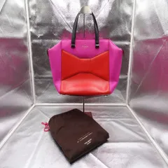 ケイトスペード Katespade トートバッグ ハンドバッグ 保存袋付き リボン柄 赤系 ピンク系 A4サイズ対応