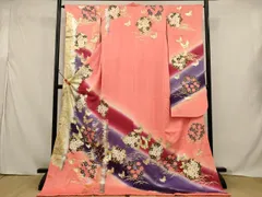 平和屋本店▼お引きずり・お引き摺り・引き振袖　和装　結婚式　舞妓　芸妓　芸者　衣装　花蝶文　金銀糸　AABJ5819ouのサムネイル