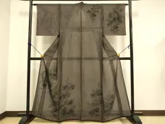 平和屋着物▽訪問着　無双　紗袷　紗×絽　草花文　金彩　正絹　逸品　DABF5572duのサムネイル