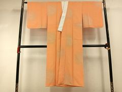 ◾️はんなり桜色◾️ 吉祥花文の上品なお着物/小紋金彩鬼しぼ縮緬正絹 平和屋着物□上質な小紋 吉祥草花文 金彩 鬼しぼ縮緬 正絹 逸品