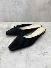 ⭐︎美品⭐︎ OHGA サテンリボン付き ベロアミュール ブラック Mサイズ
