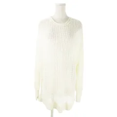 アダムエロペ Adam et Rope' チュニック ニット ラウンドネック 長袖 麻 リネン 透かし編み スリット F 白 ホワイト /AO16 ■GY43のサムネイル