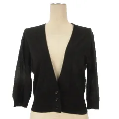アルマーニ コレツィオーニ ARMANI COLLEZIONI カーディガン シルクリネン ニット 42 ブラック 260331E ☆AA★のサムネイル