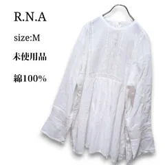 新品タグ付✨  RNA-N インド綿  レース ブラウス 綿100%  M 白 ホワイト 定価14300円  チュニック シャツ 半袖 長袖 トップス カットソー  タカヤ商事 カジュアル ナチュラル 大人可愛い アンティーク調のサムネイル