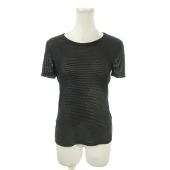 アルマーニ コレツィオーニ ARMANI COLLEZIONI カットソー シアー 40 黒 ブラック ボーダー柄 ラウンドネック 半袖 /MN44 ■GY99のサムネイル