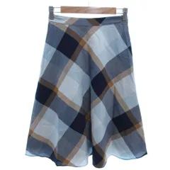 ブルーレーベルクレストブリッジ BLUE LABEL CRESTBRIDGE 美品 スカート 36 青 ブルー 白 ホワイト チェック柄 フレア ミモレ丈 /MX ■GY99のサムネイル