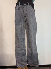 VANSON　ヨークベルト付き　ロゴ刺繍デニム＆ダックワークパンツ　ジーンズ　Hickory　ヒッコリー　34インチ　バンソン　メンズ　アメカジ　バイク　バイカー　ロック　ストリート　カジュアル　ハーレー　ツーリング　アウトドア　ペインター　ボトムスのサムネイル