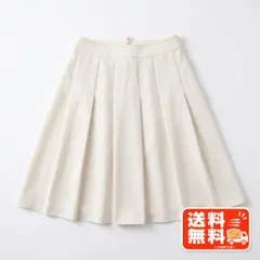 プリーツスカート ホワイト 無地 ひざ丈 シンプル ウエスト70cm Honeys風のサムネイル