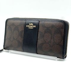 COACH シグネチャー ラウンドファスナー 長財布 ブラック PVC - メルカリ