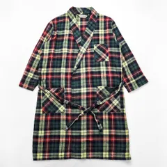 L.L.Bean 90年代 ヴィンテージ ガウン コート フランネル ローブ L イエロー グリーン レッド チェック マルチポケットのサムネイル