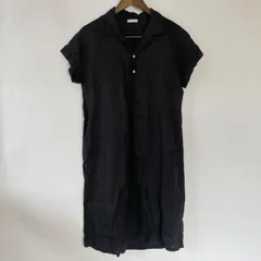【即購入の場合はお値段交渉OK】fog linen work　フォグリネンワーク シャツワンピース フリー ブラック リネン100% 開襟　美品　オープンカラーのサムネイル