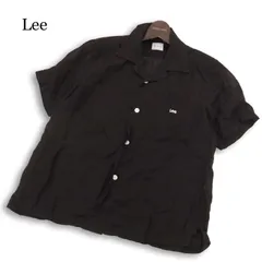 Lee リー LS7435 春夏★ リネン 半袖 ロゴ刺繍 オープンカラー シャツ Sz.S メンズ 黒のサムネイル