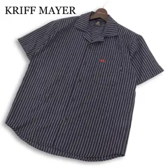【美品】KRIFF MAYER クリフメイヤー 春夏★ 半袖 ストライプ ロゴ刺繍 オープンカラー シャツ Sz.M メンズのサムネイル