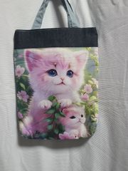 猫ちゃんパネル生地&コヤンイサムチョン ふっくらト–トバッグ輸入立体