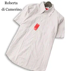 【新品 イタリア製】 Roberta di Camerino ロベルタ ディ カメリーノ 春夏★ 半袖 BD ストライプ シャツ Sz.L メンズ 未使用のサムネイル