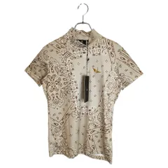 1PIU1UGUALE3 GOLF ウノピゥウノウグァーレトレ ゴルフ 24SS ペイズリー柄 半袖 モックネック Tシャツ GST195-POE477 3 L ベージュ レディースのサムネイル