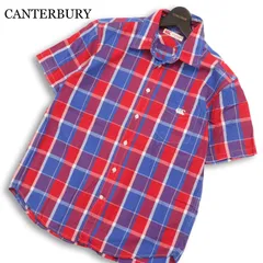 CANTERBURY カンタベリー ラグビー 春夏★ 半袖 チェック柄 ロゴ刺繍 シャツ Sz.L メンズのサムネイル