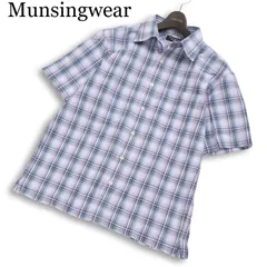 Munsingwear マンシングウェア ゴルフ 春夏★ 半袖 チェック ロゴ刺繍 シャツ Sz.M メンズのサムネイル