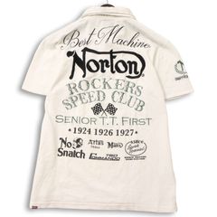 ポロシャツ】半袖 Norton バック刺繍 バイク レトロ 使用感 古着 