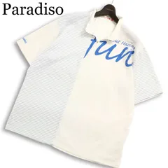 Paradiso パラディーゾ ゴルフ 春夏★ 半袖 ハーフジップ ボーダー 切替 ポロシャツ 大きいサイズ 特大 Sz.3L メンズ 白のサムネイル