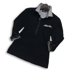 NICOLE CLUB FOR MEN ニコルクラブ フォーメン 春夏★ 七分袖 ダイヤ柄 二重襟 ポロシャツ Sz.46 メンズ 黒のサムネイル