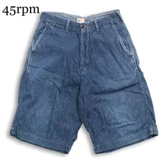 45rpm フォーティーファイブ 春夏★ ウォッシュ加工 ハーフ デニム ショート パンツ ジーンズ Sz.30 メンズ 日本製のサムネイル