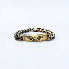 RRL ( Ralph Lauren ) ソリッドブラス ID 喜平 チェーン ブレスレット 真鍮 ウイングドロゴ 羽根付き プレート USA製 ヴィンテージ エイジング 腐食加工のサムネイル