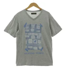 ハンティングワールド HUNTING WORLD VネックTシャツ ひび割れグラフィックプリント ロゴプリント 半袖 イタリア製 コットン グレー 50のサムネイル