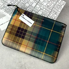 未使用✨COMME des GARCONS チェック柄ポーチ 小物入れ セカンドバッグ クラッチバッグ 男女兼用 ユニセックス メンズ レディース イエロー グリーン マルチカラー