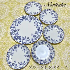 ノリタケ パーティーセット タルトプレート＆取り皿5枚 ブルーソレンティーノのサムネイル