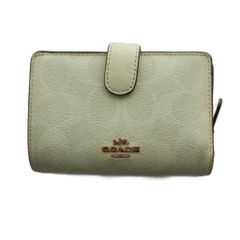 コーチ COACH シグネチャー 二つ折り財布 L字ファスナー レザー 白