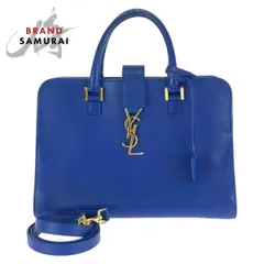 美品 SAINT LAURENT PARIS サンローランパリ モノグラム カバス ブルー ゴールド金具 レザー 357395 ハンドバッグ ショルダーバッグ 602767【中古】のサムネイル