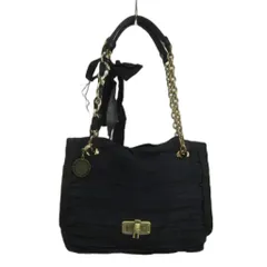 ランバン LANVIN ハンドバッグ ワンショルダー プリーツ ターンロック チェーン リボン 紺 ネイビー /XZ ■GY99のサムネイル