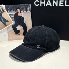 シャネル デニム シルバー ロゴ ベースボールキャップ 帽子 チャコールのサムネイル