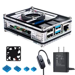 【数量限定】ケース+ 4 冷却ファン+ヒートシンク 4 Raspberry Pi Pi 4 パイ Model B対応（Raspberry ラスベリー Pi 4 ケース Model 最新Raspberry B 本体含まりません） Miuzei (電源付き)のサムネイル