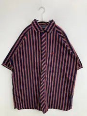 AEROPOSTALE エアロポスタル シャツ/ブラウス L ネイビー コットン ストライプ柄 ワンポイント ミドル丈 半袖 ボタンダウン メンズのサムネイル