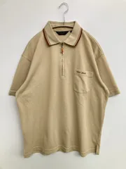 TROY BROS トロイブロス ポロシャツ L ベージュ 無地 ワンポイント ブランドロゴ ライン柄 半袖 メンズのサムネイル