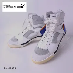 アレキサンダーマックイーン プーマ コラボ スニーカー 24cm 白 銀 青 金 本革 ハラコ イタリア製 レディース 中古 Alexander McQUEEN PUMA ハイカット レザースニーカー シューズ 靴 定番 レア hws02595のサムネイル