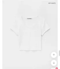 新品) BLACKUP スタンダード Uネック クロップド 半袖Tシャツ オフホワイト Mのサムネイル