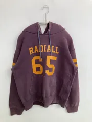 RADIALL パーカー S パープル 前面プリント バックプリント ブランドロゴ ライン柄 コットン プルオーバー 長袖 メンズのサムネイル