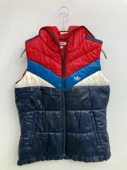 adidas アディダス ダウンベスト S ナイロン 無地 ワンポイント ブランドロゴ フードあり フード取り外し可 レディースのサムネイル