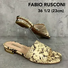 FABIO RUSCONI ファビオルスコーニ フラットサンダル パイソン柄 36 1/2 23.5cm イタリア製 レザーサンダル スライドサンダル レディース 靴 おしゃれ トレンド 大人カジュアル モード シンプル リゾート 夏 ★ ■◆